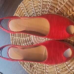 Azura Red Peep Toe Espadrille  WO's 39 NWOT
